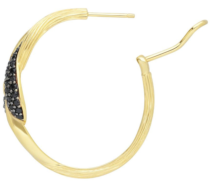 Ariva 18K Gold Clad Gemstone Pave Swirl Hoop Earrings — View 7