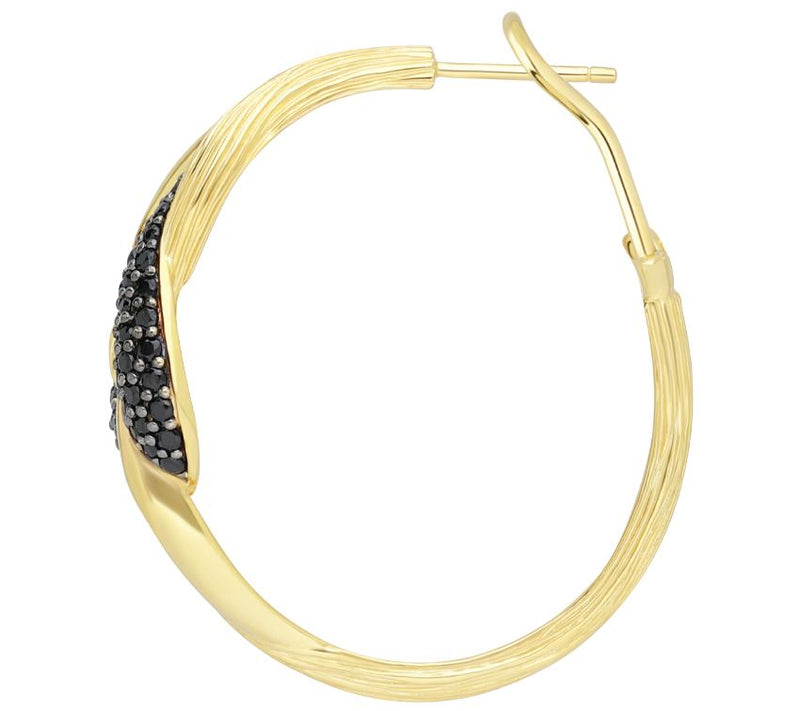 Ariva 18K Gold Clad Gemstone Pave Swirl Hoop Earrings — View 6