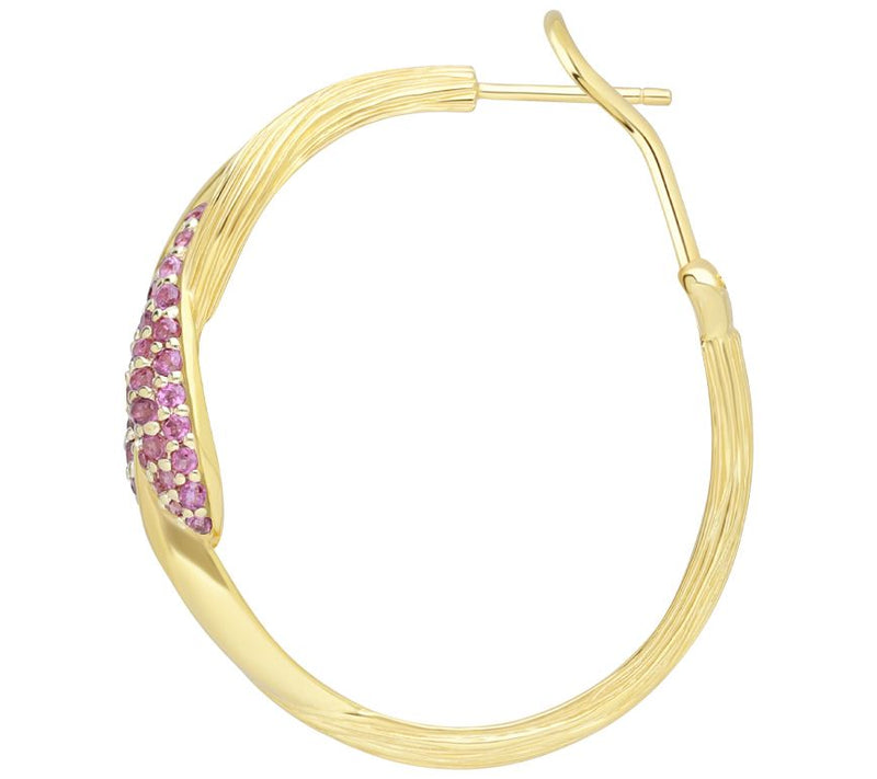 Ariva 18K Gold Clad Rhodolite Pave Swirl Hoop Earrings — View 4