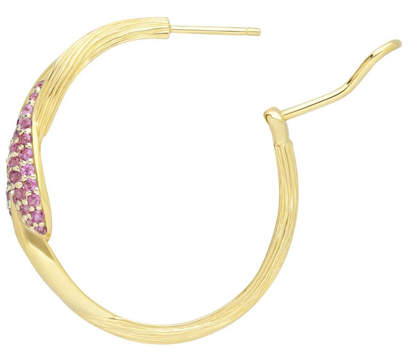 Ariva 18K Gold Clad Rhodolite Pave Swirl Hoop Earrings — View 5