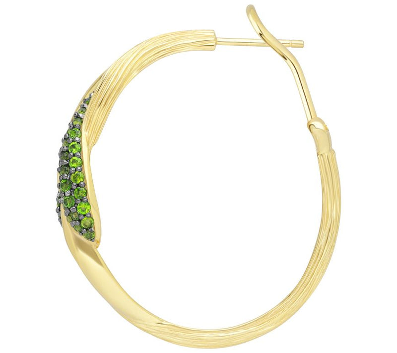 Ariva 18K Gold Clad Chrome Diopside Pave Swirl Hoop Earrings — View 4