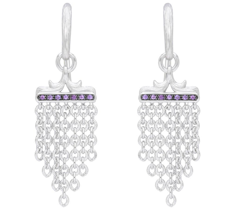 Ariva Sterling Silver Amethyst Chandelier Chain Earrings — View 3