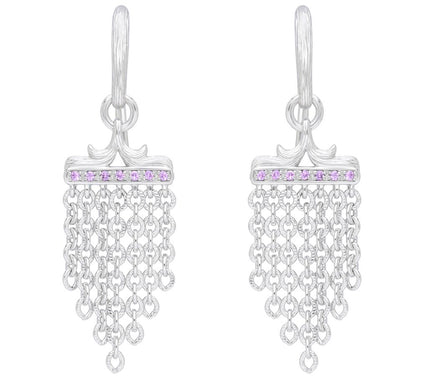 Ariva Sterling Silver Pink Sapphire Chandelier Chain Earrings