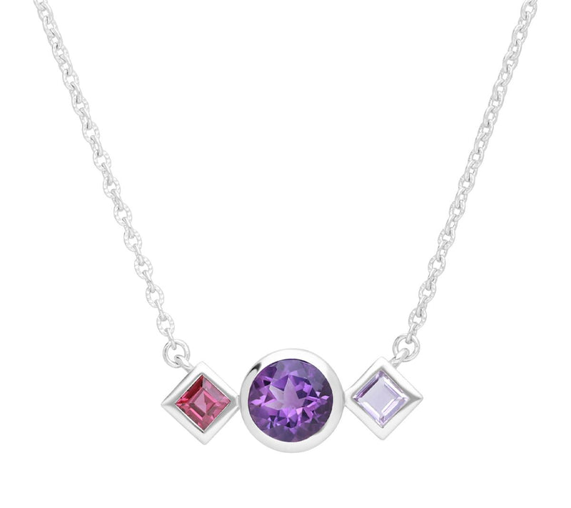 Ariva Sterling-Silver Three-Gemstone Necklace — Main view