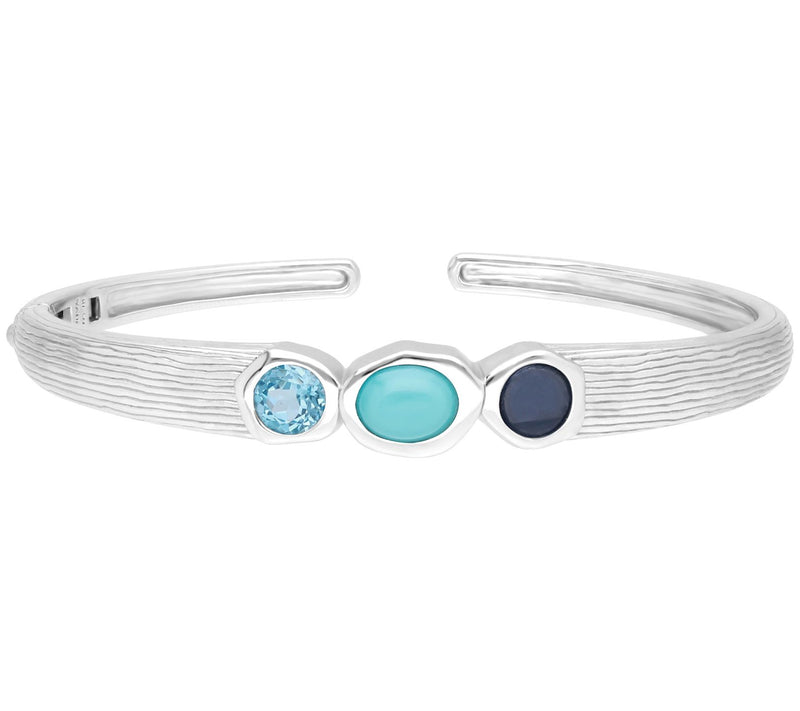 Ariva Sterling-Silver Silk-Textured Multigemstone Cuff — Main view