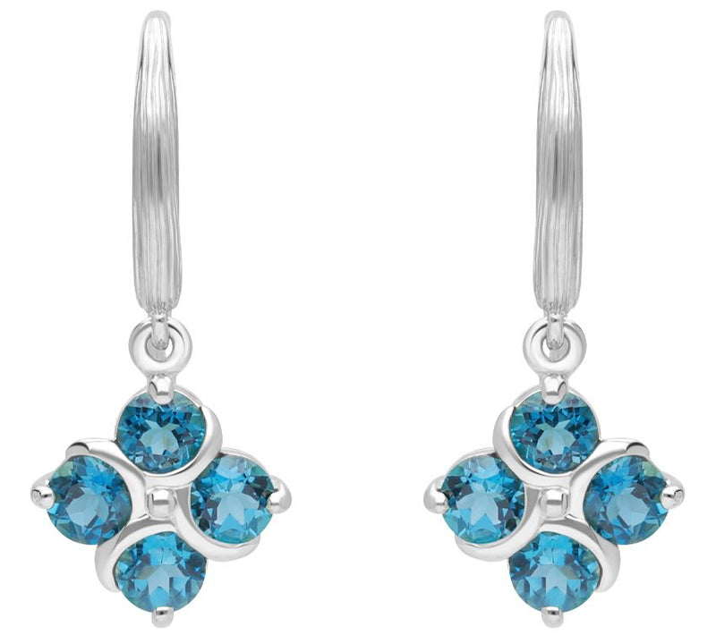 Ariva Sterling Silver Blue Topaz Quartet Dangle Earrings — View 5