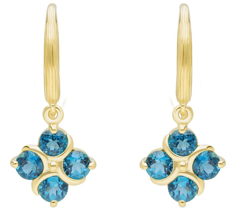 Ariva Sterling Silver Blue Topaz Quartet Dangle Earrings — Main view