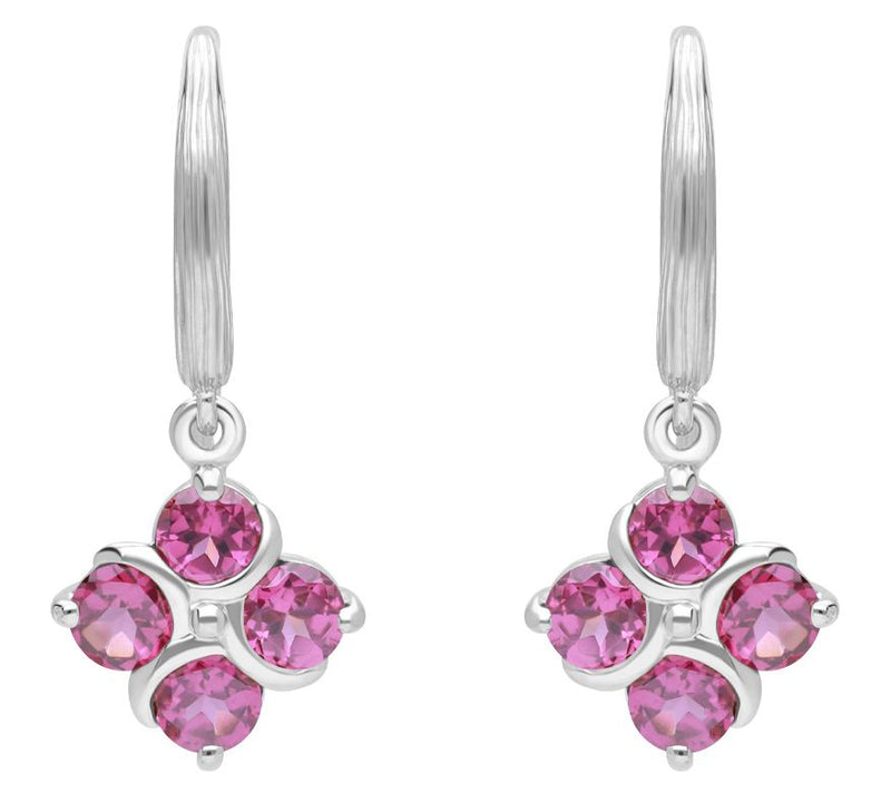 Ariva Sterling Silver Rhodolite Quartet Dangle Earrings — View 3