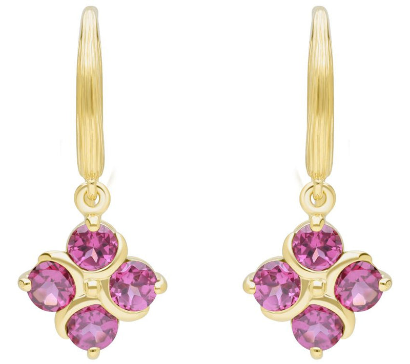 Ariva Sterling Silver Rhodolite Quartet Dangle Earrings — View 5