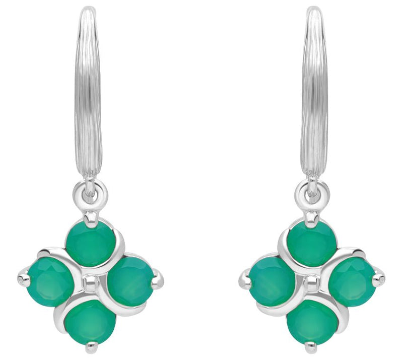 Ariva Sterling Silver Green Chalcedony Quartet Dangle Earrings — Main view