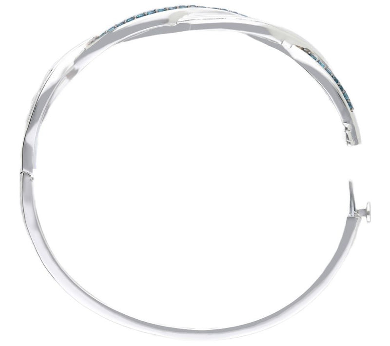 Ariva Sterling Silver Blue Topaz Braided Hinged Bangle — View 4