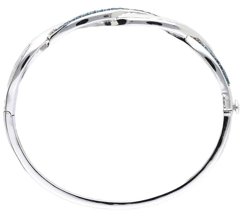 Ariva Sterling Silver Blue Topaz Braided Hinged Bangle — View 3
