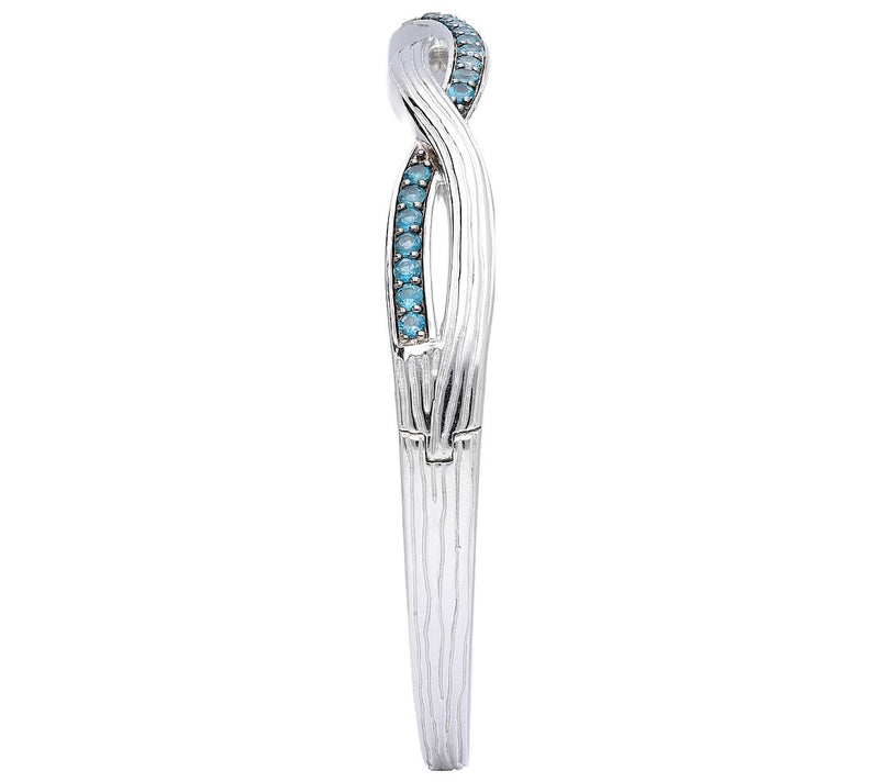 Ariva Sterling Silver Blue Topaz Braided Hinged Bangle — View 2