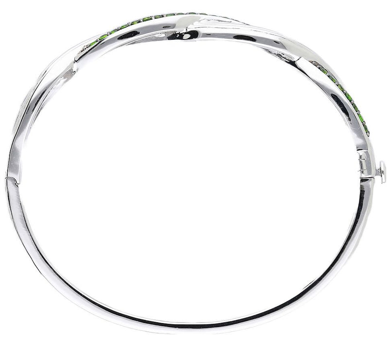 Ariva Sterling Silver Chrome Diopside Braided Hinged Bangle — View 3
