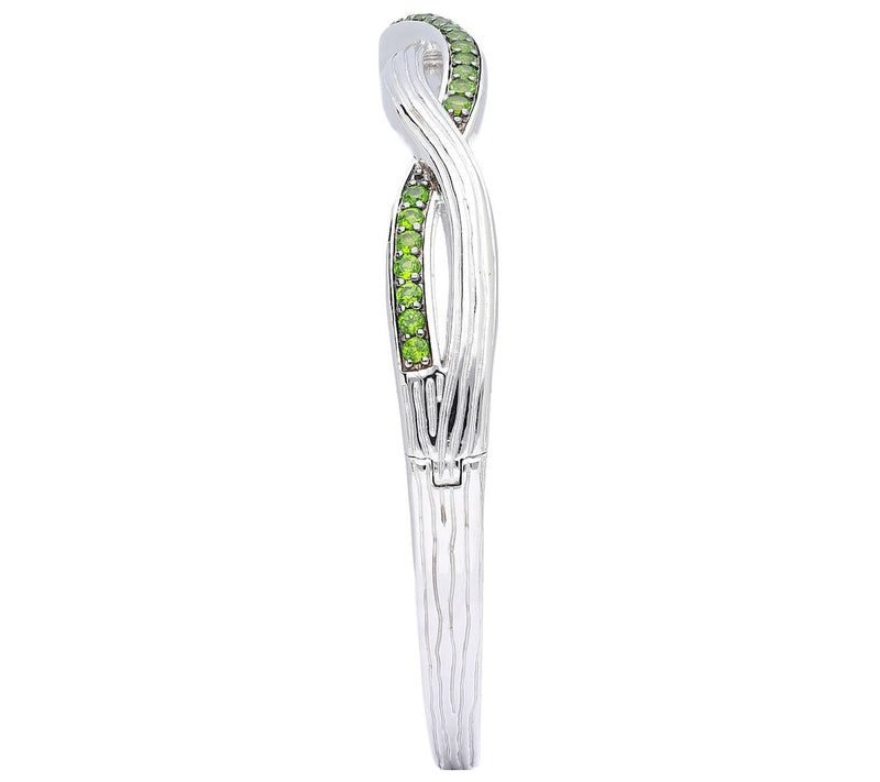 Ariva Sterling Silver Chrome Diopside Braided Hinged Bangle — View 2
