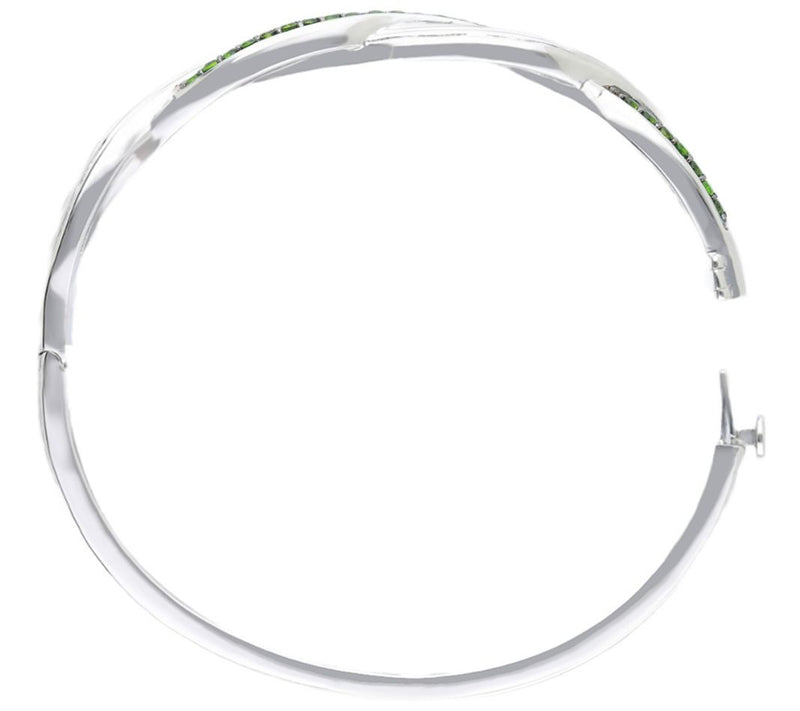 Ariva Sterling Silver Chrome Diopside Braided Hinged Bangle — View 4
