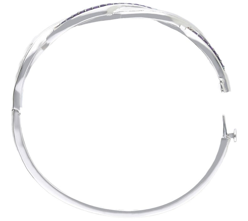 Ariva Sterling Silver Amethyst Braided Hinged Bangle — View 4