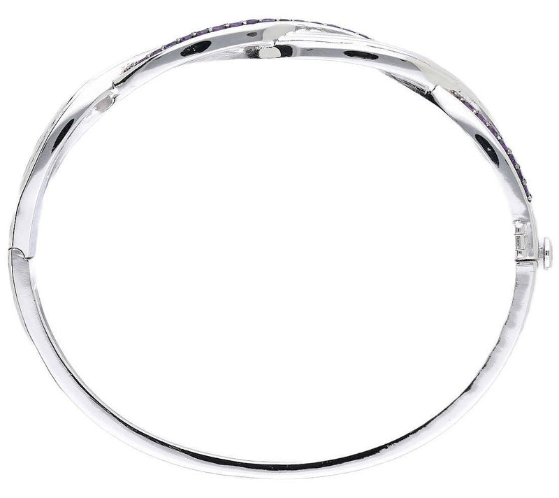 Ariva Sterling Silver Amethyst Braided Hinged Bangle — View 3