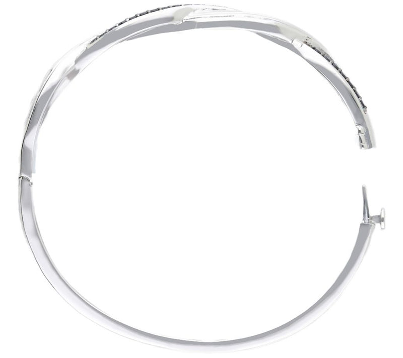 Ariva Sterling Silver Braided Gemstone Hinged Bangle — View 8