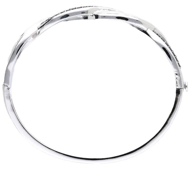 Ariva Sterling Silver Braided Gemstone Hinged Bangle — View 7