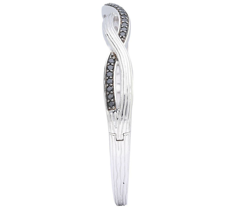 Ariva Sterling Silver Braided Gemstone Hinged Bangle — View 6