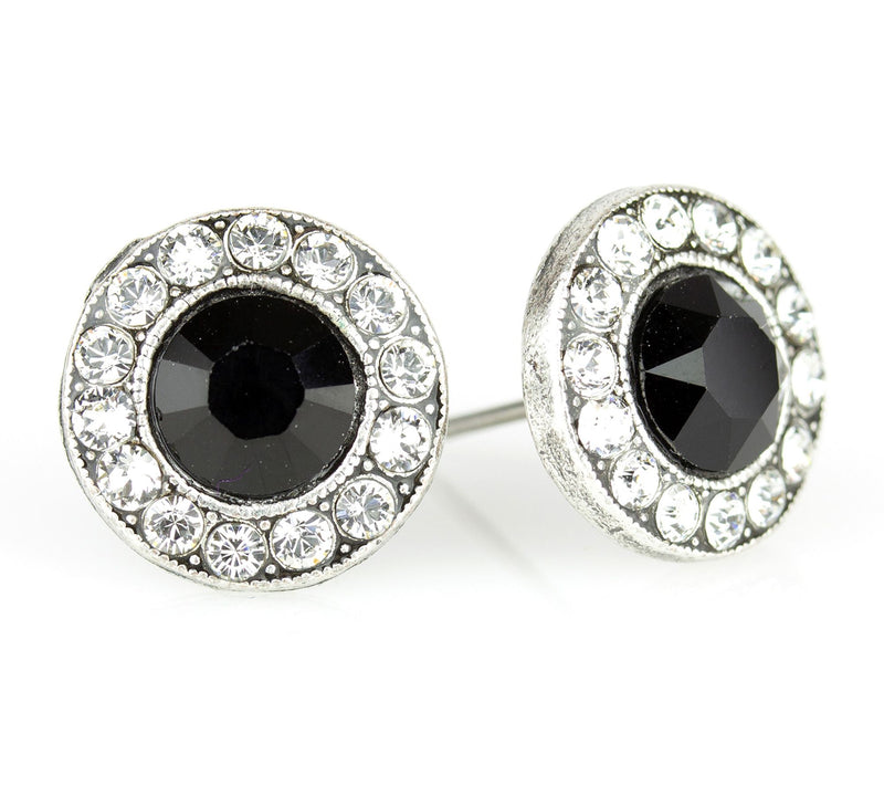 Anne Koplik Black & White Crystal Halo Stud Earrings — Main view