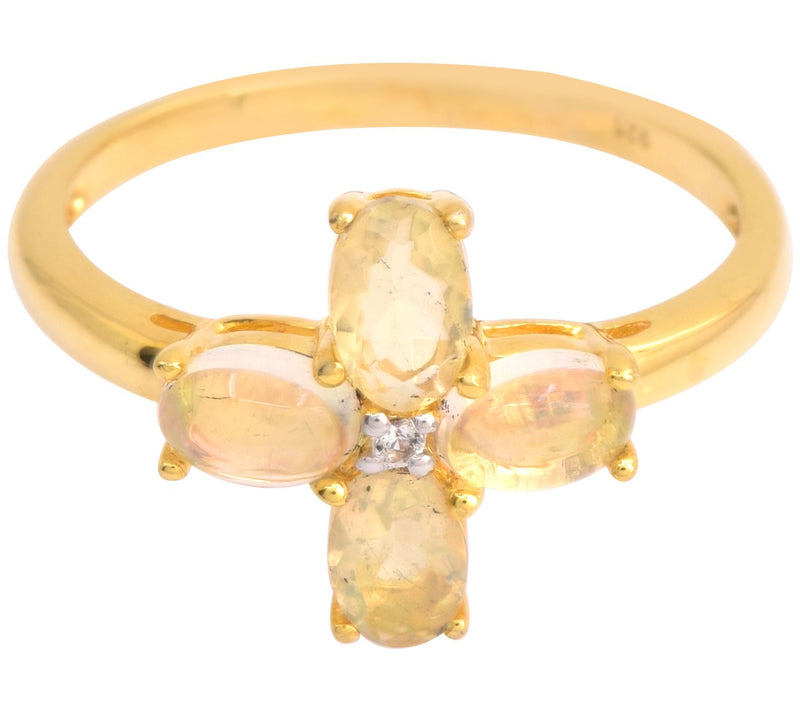 Affinity Gems Opal & White Topaz Ring, 14K Gold Plated — View 4