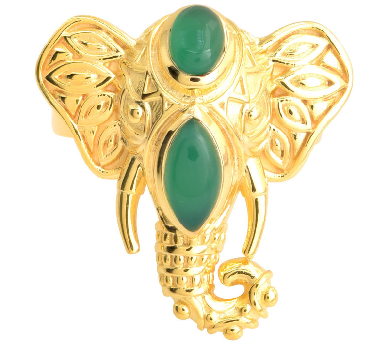 Artisan Crafted Chalcedony Elephant Ring, 14K Gold Plated — View 4