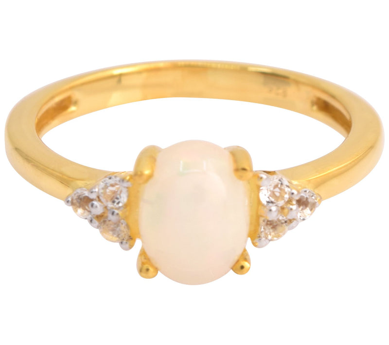 Affinity Gems Ethiopian Opal & White Topaz Ring, 14K Plated — View 4