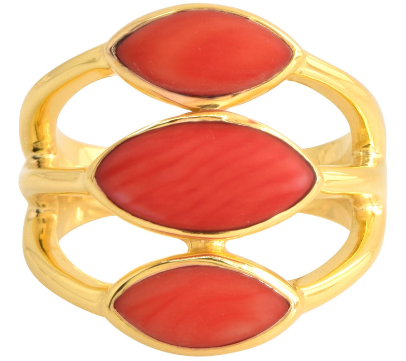 Affinity Gems Red Dyed Bamboo Ring, 14K Gold Pl ated — View 4