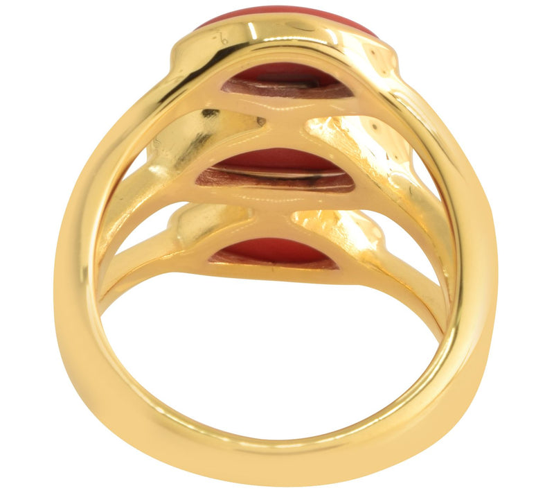 Affinity Gems Red Dyed Bamboo Ring, 14K Gold Pl ated — View 5
