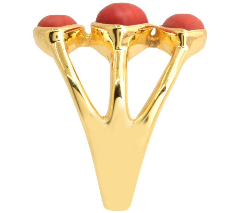 Affinity Gems Red Dyed Bamboo Ring, 14K Gold Pl ated — View 6