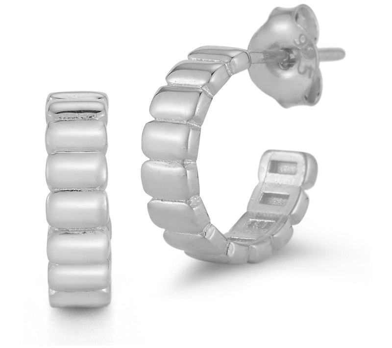 Sterlina Silver Ribbed Hoop Earrings, Sterling — Main view