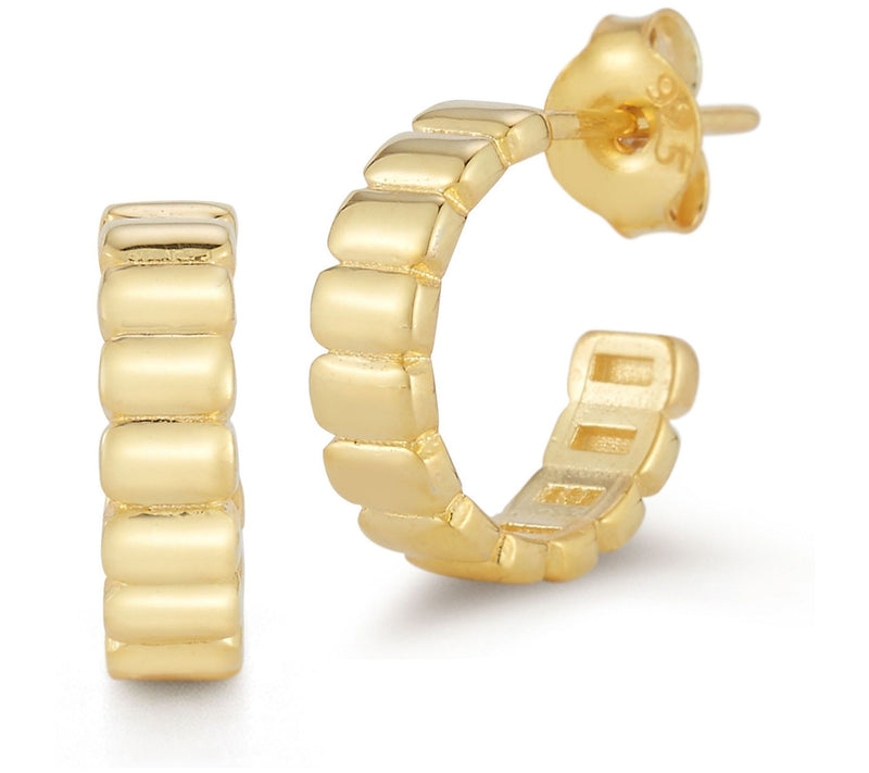 Sterlina Silver Ribbed Hoop Earrings, Sterling — View 5