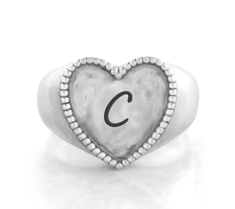 Or Paz Sterling Personalized Signet Heart Ring — View 7
