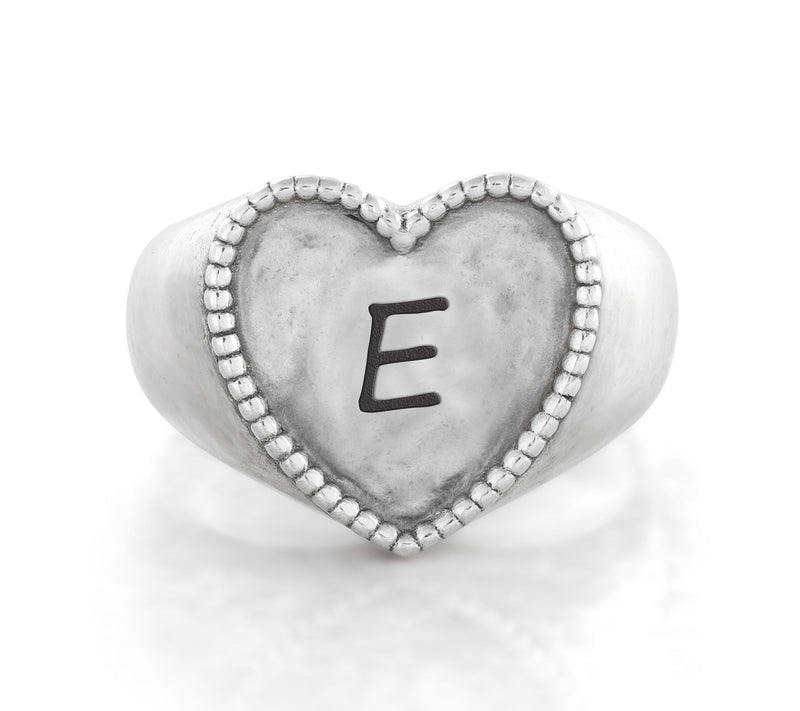 Or Paz Sterling Personalized Signet Heart Ring — View 11