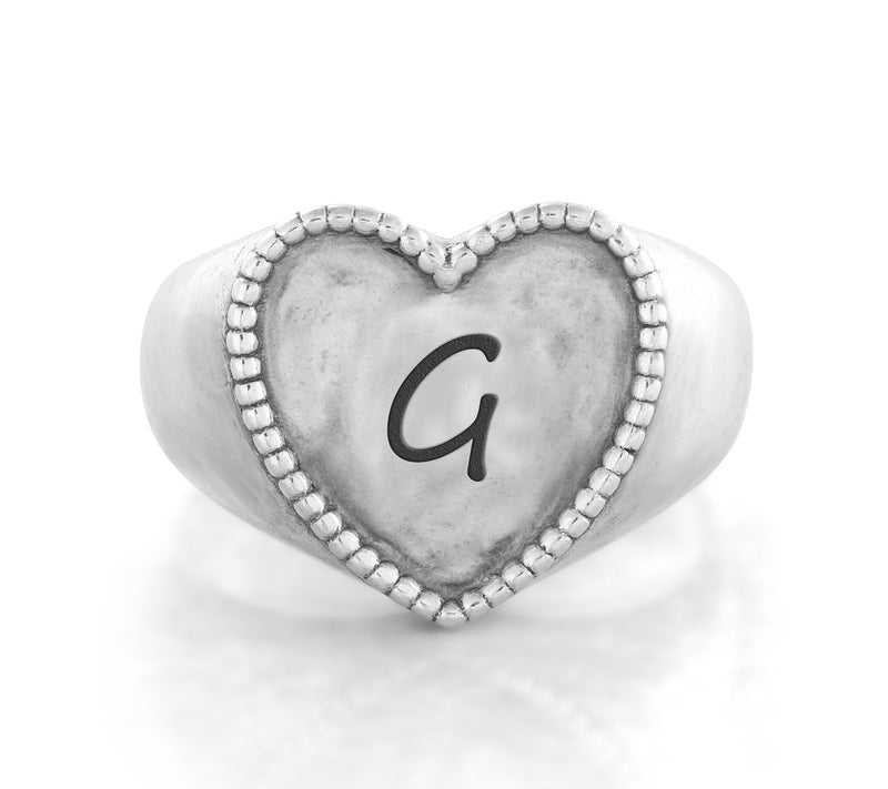 Or Paz Sterling Personalized Signet Heart Ring — View 15