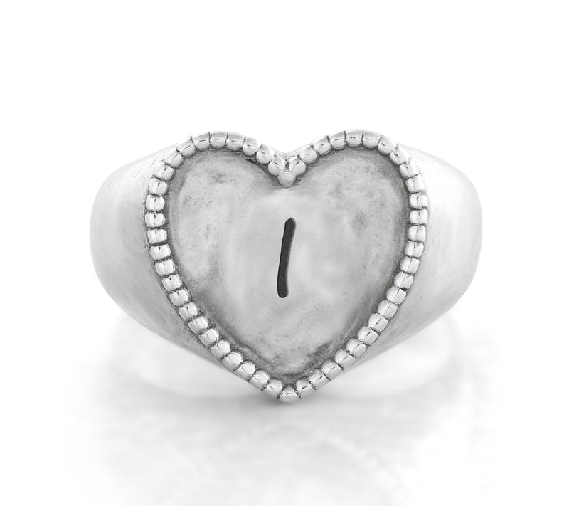 Or Paz Sterling Personalized Signet Heart Ring — View 19