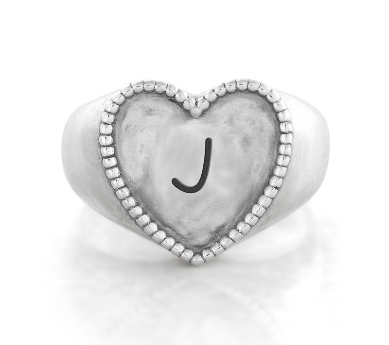 Or Paz Sterling Personalized Signet Heart Ring — View 21