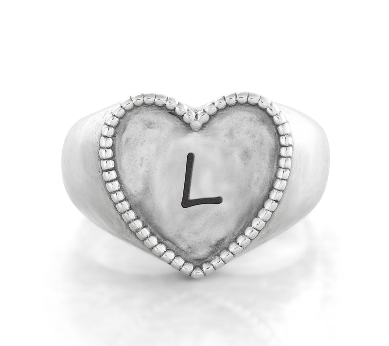 Or Paz Sterling Personalized Signet Heart Ring — View 25
