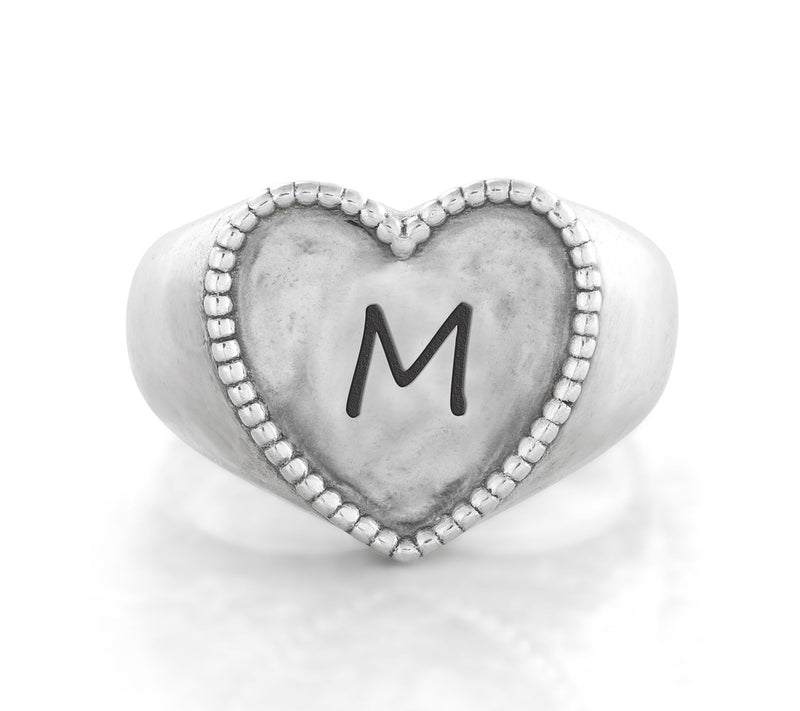 Or Paz Sterling Personalized Signet Heart Ring — View 27