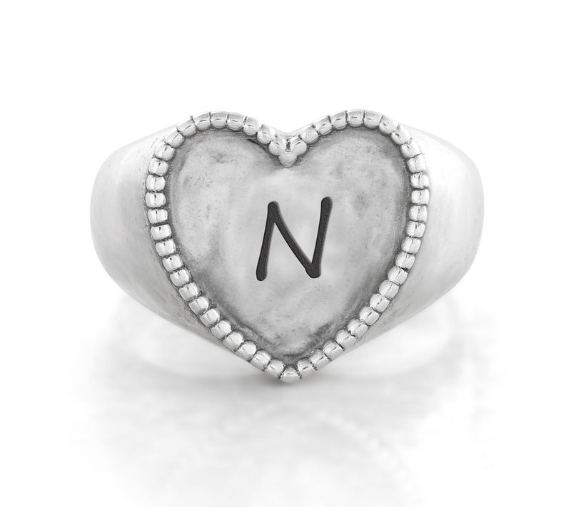 Or Paz Sterling Personalized Signet Heart Ring — View 29