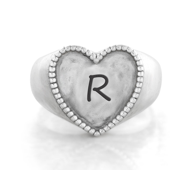 Or Paz Sterling Personalized Signet Heart Ring — View 37