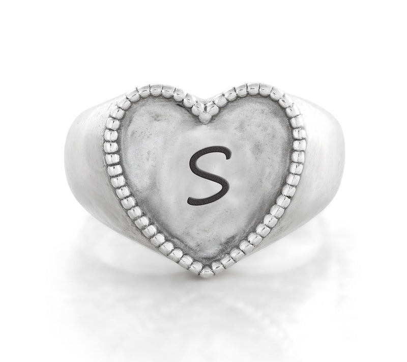 Or Paz Sterling Personalized Signet Heart Ring — View 39