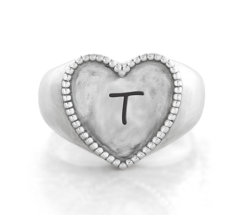 Or Paz Sterling Personalized Signet Heart Ring — View 41