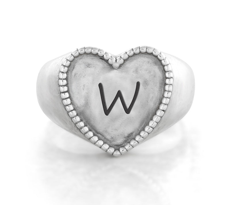 Or Paz Sterling Personalized Signet Heart Ring — View 47