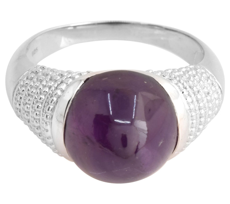 Artisan Crafted Sterling Silver Amethyst Cabochon Ring — View 4
