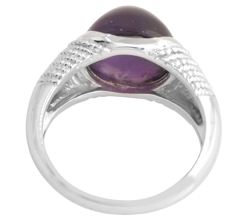 Artisan Crafted Sterling Silver Amethyst Cabochon Ring — View 5