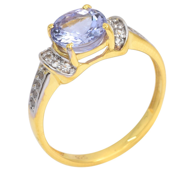Affinity Gems Tanzanite & White Topaz Ring, 14K Gold Plated — View 4