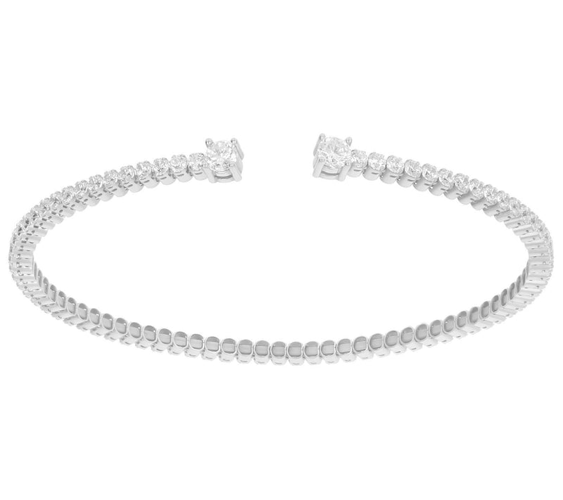 Diamonique Flexible Cuff, Sterling Silver — View 5